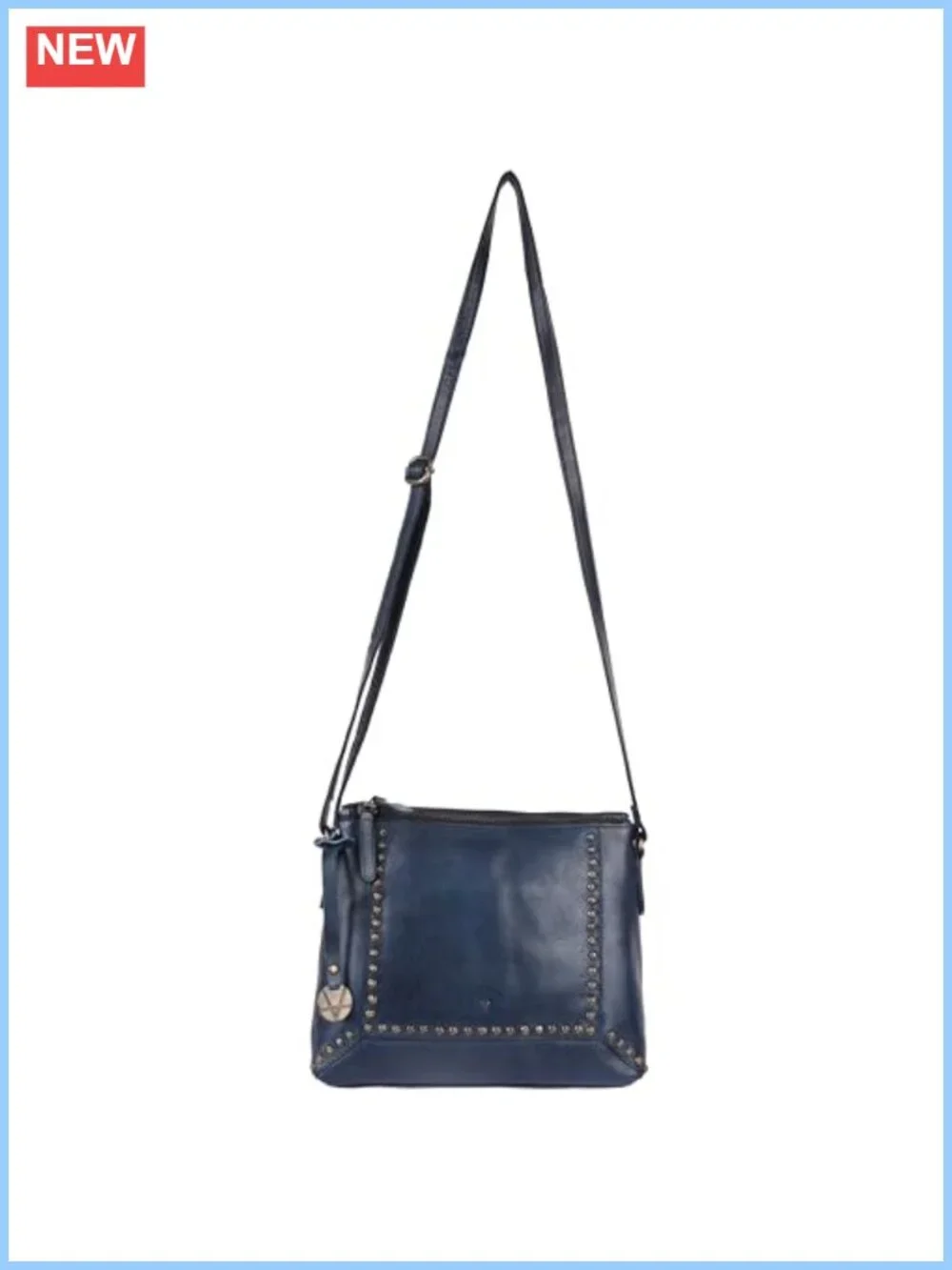 Genuine Italian Leather Boho Studded Crossbody Sling Bag